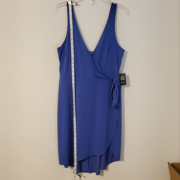 Express Blue Sleeveless Surplice Faux Wrap Dress Size L - Picture 2 of 8